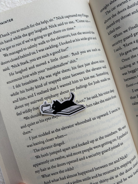 Cat, Book & Coffee Sticker